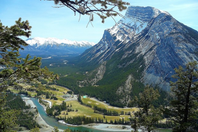Springtime view of Banff Springs Golf course from Tunnel mountain, I took this photo! Stoked!