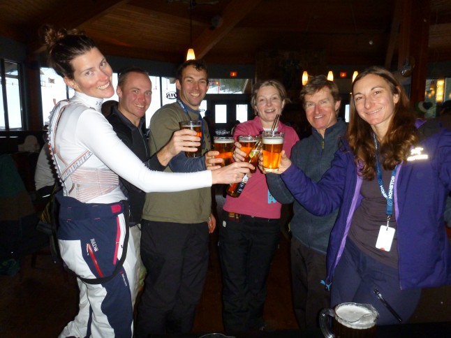 Celebrating with the newly qualified CSIA and CASI exam students after another hard day on the slopes