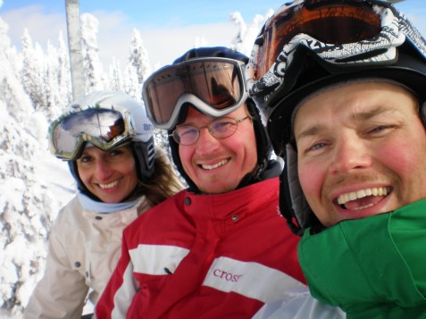 Happy skiers