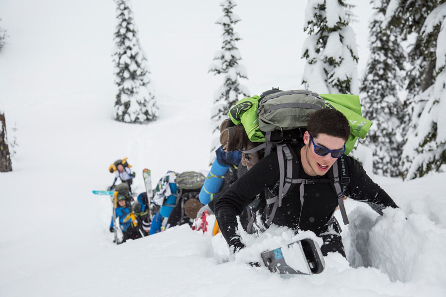 Wading through deep powder in the Fernie 'slack-country'.