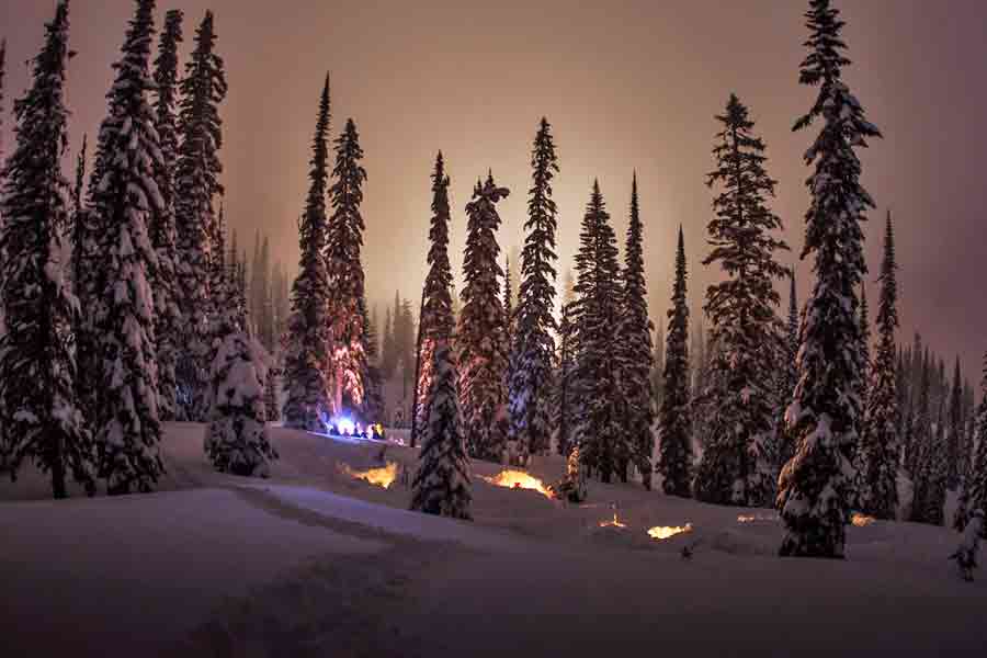Overlooking camp as night falls.