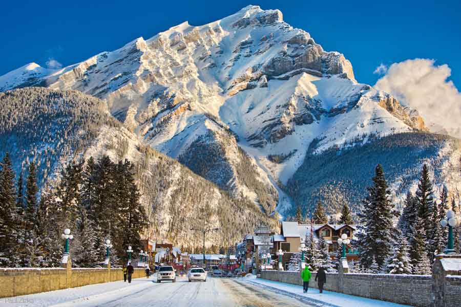 Beautiful Banff Avenue by day.