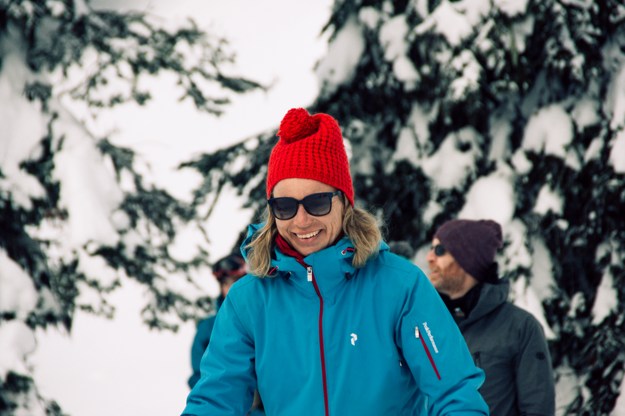 All smiles on the team's first day touring in Fernie.